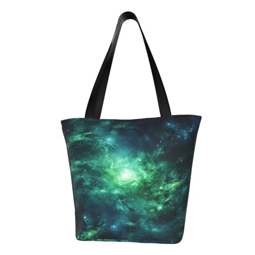 Galaxy Green Print Comfortable Shoulder Bag Summer HandbagTravel Beach Work Daily Use Versatile Carry