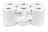 Jumbo-Toilettenpapier, 3-lagig, Zellstoff weiß, Druchmesser 19cm, 12 Rollen