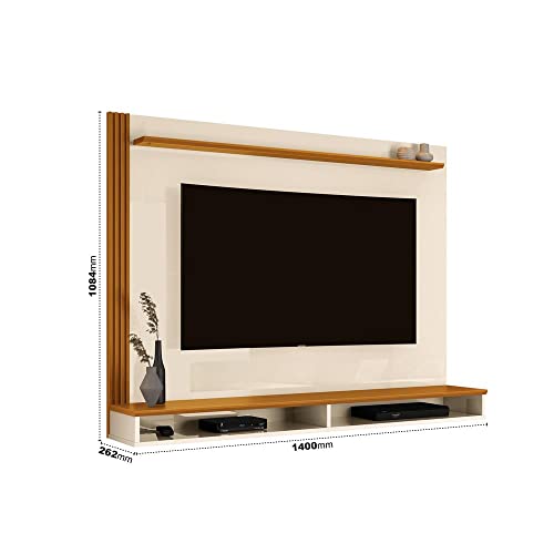 Painel para Tv Até 55 Polegadas Ripado Lateral Quênia Cor:offwhite/cedro