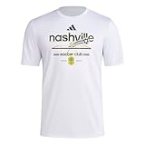 Adidas Mens Nashville SC Pre-Game Short Sleeve Soccer T-Shirt,White/Nashville Soccer Club,Medium