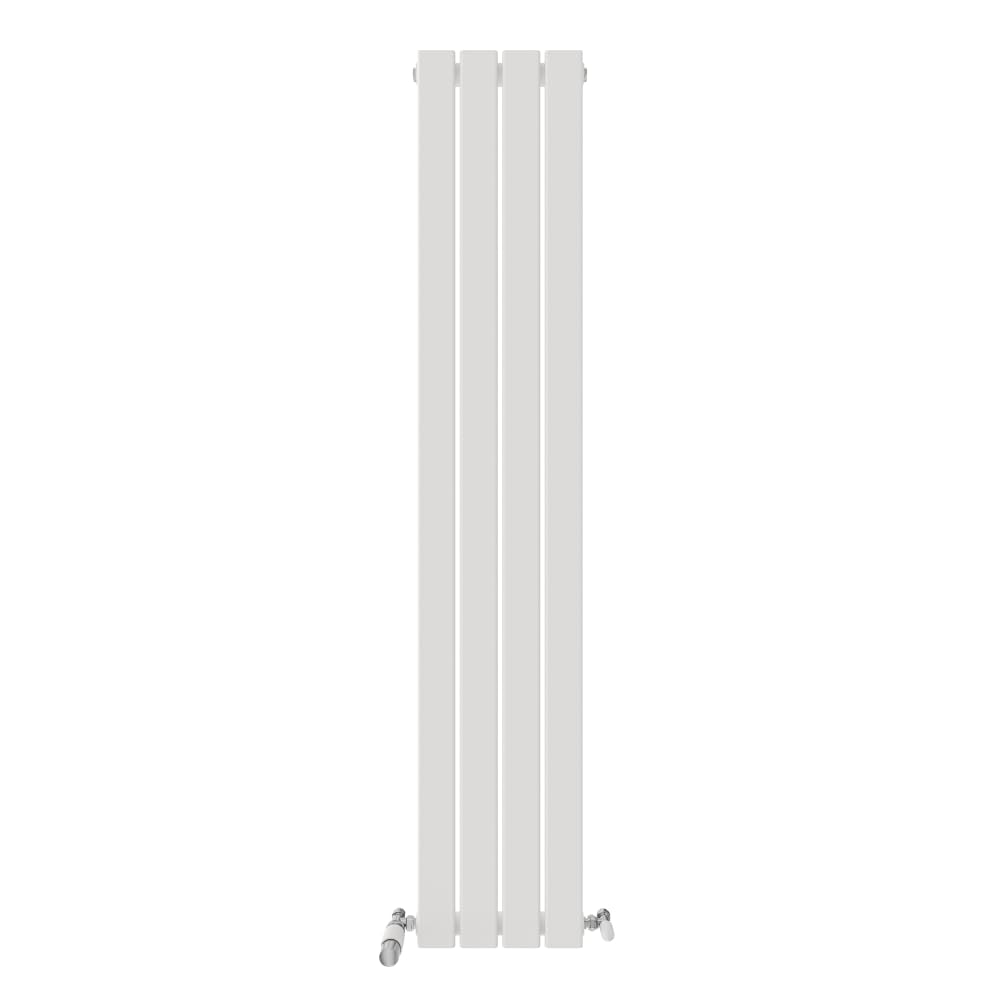 iBathUK Apex Wall Mounted Vertical Single Slim Flat Panel Radiator, 4-Column Steel, Hydronic Central Heating, High Thermal Output, Modern Designer Radiator for Bathroom in Matt White, 1600x304 mm