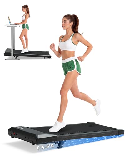 Image of DeerRun Under Desk Walking Pad Treadmill for Home & Office, 6% Manual Incline, 0.6-3.8 MPH Walking Speed, 300 lb Capacity, App & Remote Control