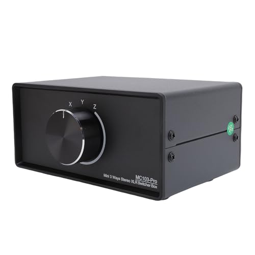 Hamwesh Convertidor de Audio Balanceado XLR, Conmutador de Audio Estéreo de Salida 3 en 1, Carcasa de Aleación de Aluminio, Interfaces XLR Chapadas en Oro, Distribución Pasiva de Señal, Capacidad de