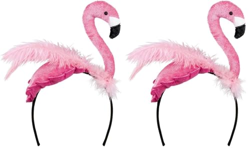 Boland 52565 - Haarreif Flamingo, Kopfschmuck, Plüsch, Tiara, Kostüm, Verkleidung, Mottoparty, Karneval, Rosa