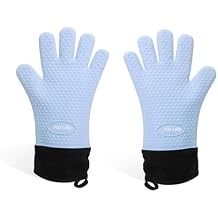 PYD Life 2 Pairs Blue Silicone & Cotton Heat-Resistant Sublimation Gloves for Tumbler Heat Press Machine