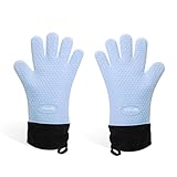 PYD Life 2 Pairs Blue Silicone & Cotton Heat-Resistant Sublimation Gloves for Tumbler Heat Press Machine