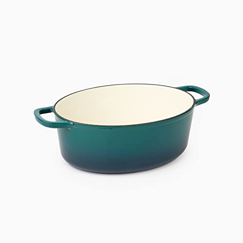 Larder & Vine Enameled Cast Iron Dutch Oven With Lid - Nonstick, Oversized Handles, Dome Lid, Oval Dutch Oven For Bread Making - 8Qt/7.5L - (Bondi) #TOP3
