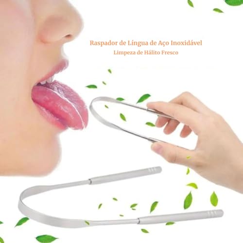 Luhcom Limpador Raspador de Língua Tipo U Higienizador Bucal de Aço Inox Grau Cirúrgico Com Embalage