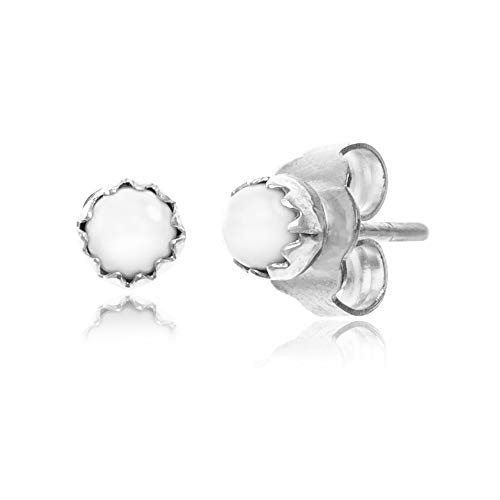 .925 Sterling Silver Certified Authentic Handmade Navajo Native American White Turquoise Stud Earrings