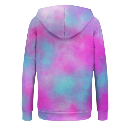 Generic Women's Tie-Dye/White Zip-Up Hoodie With Pockets, Striped, Long Sleeve, S-3XL4