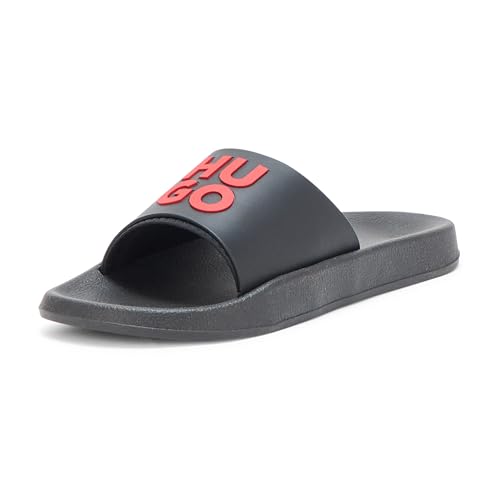 HUGO Stacked Logo Slide Sandal, black jade, 8