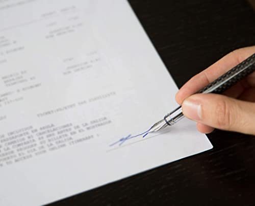 Zenzoi Carbon Fiber Fine Point Fountain Pen Set W/Schmidt Nib - Elite Executive Pen For Men Or Women. Premium Pen Gift Set W/Converter, Ink Refills & Nice Pen Box. Luxury Business Smooth Writing Pen #TOP7