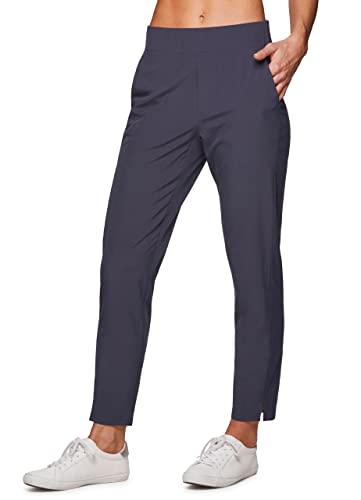 Rbx Women's Fashion Lightweight Woven Ankle Pant With Pockets Ribbed Side Blue Smoke M #TOP1