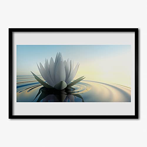 Affiche encadrée étang d'eau 70x50 cm pour habiller un mur vide cadre MDF