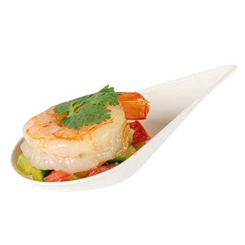 Restaurantware Tasting Spoons - 100 Pack - 4.25 Inch Pulp Safe Home Compostable Teardrop Mini Spoon - Eco-Friendly Sugarcane Bagasse Disposable Utensils for Catering, Food Tasting