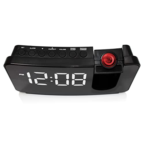 Projection Alarm Clock For Bedroom Led Clock Projection On Ceiling Digital Clock With Usb Charging Adjustable Projector Clock & Dimmer Snooze Dual Alarm Bedside Clock For Heavy Sleeper… (White) #TOP4