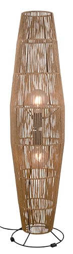 Reality Leuchten Lámpara de Pie MIKI R41102026, Metal Negro Mate, Pantalla Marrón, excl. 2x E27