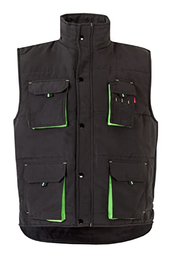 Velilla Homme Rembourré Bicolore Multi-poches ; Couleur Noire Vert Citron Taille Xl Gilet, Noir,vert citron, XL EU