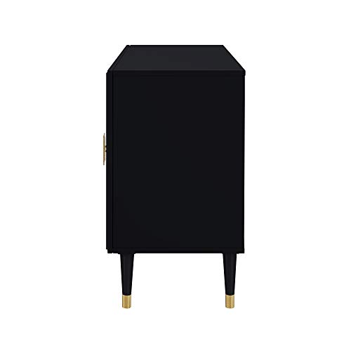 Inspired Home Sideboard - Black | Design: Belen | 2 Doors | Brushed Finish Gold Handle And Leg Tip #TOP5