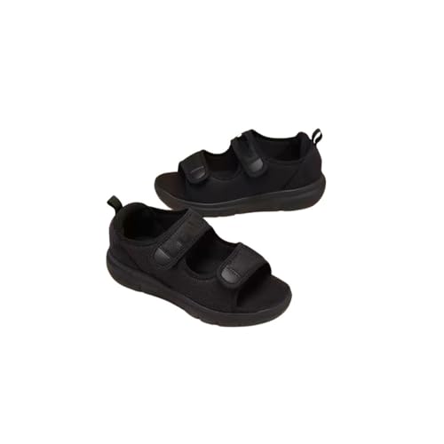 Generico Sandali Estivi Larghi per Diabetici Ortopedici Traspiranti con Chiusura Regolabile Scarpe Ortopediche per Piedi Gonfi diabetici (Nero, Sistema Taglie Calzature EU, Adulto, Numero, Larga, 41)