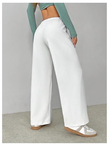 SHENHE Women's Wide Leg Pants Casual Drawstring Y2k Low Rise Lounge Pants Loose Trousers2