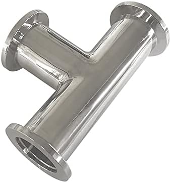 KF25 (NW25) Equal Tee 3-way T type Flange Adapter Vacuum Fitting Pipe Tube Vacuum Flanged Tri Clamp Tube Tee Stainless Steel 304 - (Color: Silver, Size: KF25)