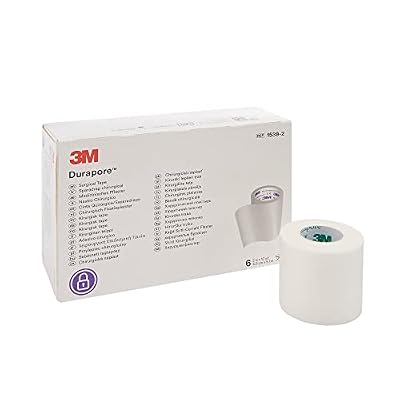Durapore 3M Medical Tape, Non-Sterile, Silk-Like Cloth, White, 2 in x 10 yds, 6 Rolls, 1 Pack
