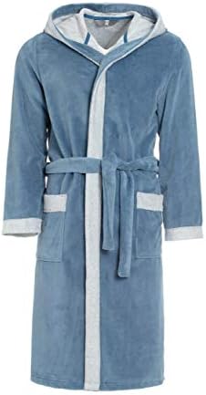REVISE Heren badjas RE-859 - met bamboevezel - saunamantel, donkerblauw met blauw 5041, L