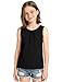 KEREDA Girls Crisscross Back Tank Tops Soft Cotton Sleeveless Summer Shirts for Kids Black 9-10 Years