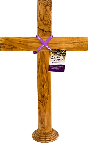 Holy Land 20" Genuine Olive Wood Standing Cross, For Table Top