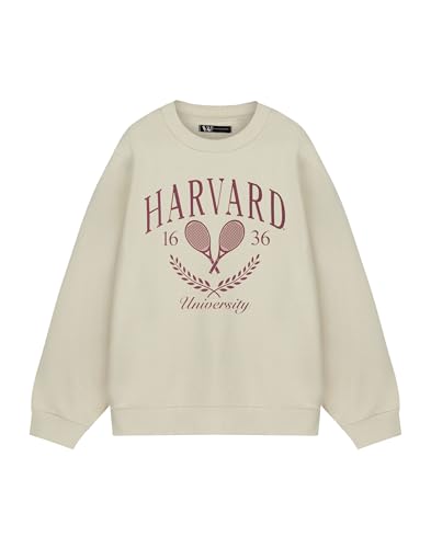 HARVARD Unisex Beige Tennis Sweatshirt | Classic Ivy League Style Jumper | College Apparel for Men & Women | Comfy Cotton Pullover Sweater | Casual Sports Fashion Top
