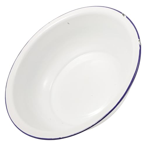 Bassine de trempage des pieds en émail 12 pouces avec bord bleu vintage
