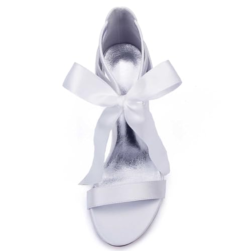 Bridal Women's Peep Toe High Heel Pumps | Slip-On Satin with Ankle Strap | Elegant Wedding, Prom & Party Shoes for The Bride3