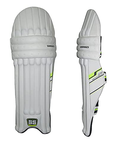 SS Cricket Match Premium Batting Leg Guards - Adult and Junior Size, Choice of Mulitple Colors (Navy, White, Black, Green, Royal Blue)