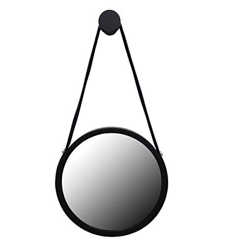 Espelho Adnet Redondo 40X4,5cm Pret com Alça Preta