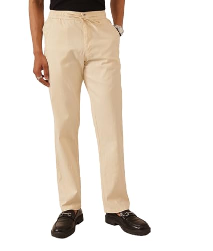 Image of Majestic Man Men's Premium Linen Blend Pants | Lightweight Fabric | Elastic Waist with Drawstring | Regular Fit | Side, Back Pockets | Perfect for Casual, Holidays & Travel