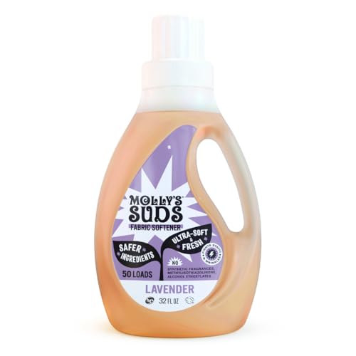Molly’s Suds Fabric Softener Liquid for Sensitive Skin | Vinegar-Powered, Infused with Essential Oils | Fights Static, Reduces Wrinkles, Deodorizes | Lavender, 50 Loads
