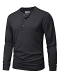 MAGNIVIT Men Cotton Shirts Henley Shirt Long Sleeve Shirt Collar Shirts Henley Collar Shirts Fall Shirts Soft Shirt Black XL