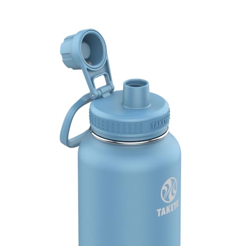 Image of Takeya Actives Stainless Steel Water Bottle, Insulated Spout Lid, Keeps Drinks Cold 24 Hrs, Leakproof, Durable, Dishwasher Safe, Ideal for Gym, Travel, Fits Most Cup Holders, 32 oz /Bluestone