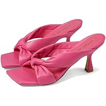 Stuart Weitzman Playa 75 Knot Sandal for Women - Sculptural Heel, Voluminous Knotted Detail, and Lacquered Nappa Leather Footwear Hot Pink 9 M