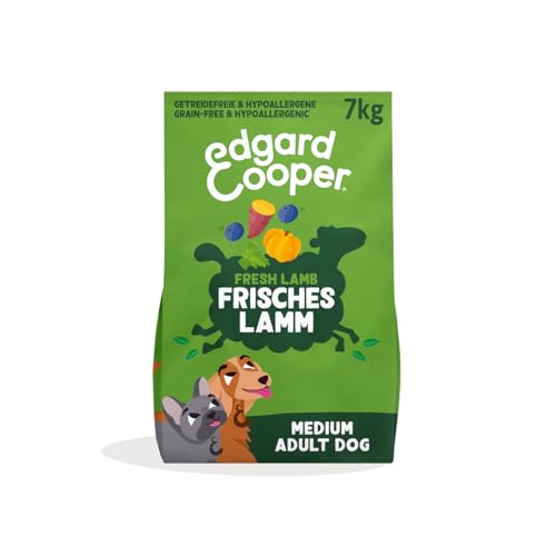 Edgard & Cooper Hundefutter trocken Getreidefrei für Medium Adult Hunde (7kg), frisches Lamm, ausgewogene Ballaststoffe für die Darmgesundheit, Natürliche, hypoallergene Rezeptur, nie Fleischmehl