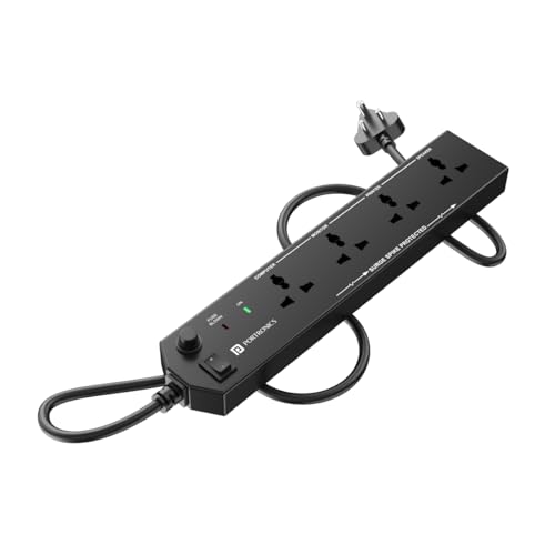 Portronics Power Plate 10 Extension Board with 4 Universal Sockets, 2 Meter Long Cord, 1500 Watts, 6 Amp Multi Plug for Office & Home Appliances (Blac