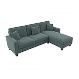Bush Furniture Stockton Sectional Couch with Reversible Chaise Lounge, 102W, Turkish Blue Herringbone