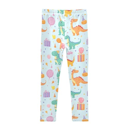 Wusikd Cartoon Dinosaurs Girls' Leggings Toddler Doodles Cute Kids Yoga Pants Dance Active Tights 4T2