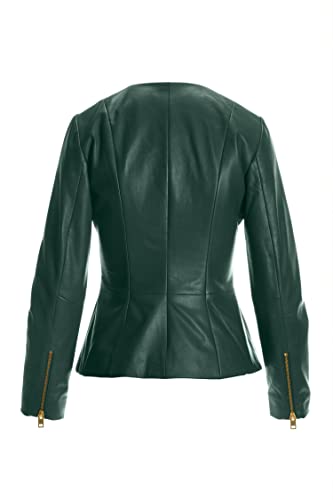 Women's Leather Jacket – Drowned Black Lambskin Biker Peplum Style, Genuine Leather2
