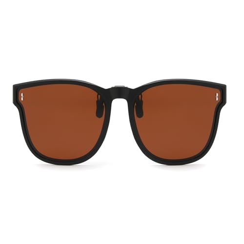 FEISEDY Polarized Clip On Sunglasses Over Prescription Glasses Men Women Fit Flip Up B4177 — view 3