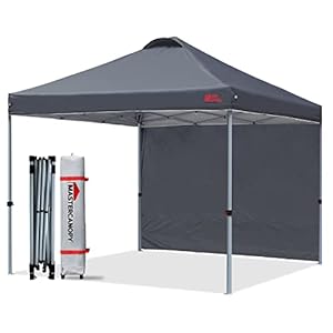 MasterCanopy Durable Ez Pop-up Gazebo Tent with 1 Sidewall(2.5X2.5M,Dark Grey)