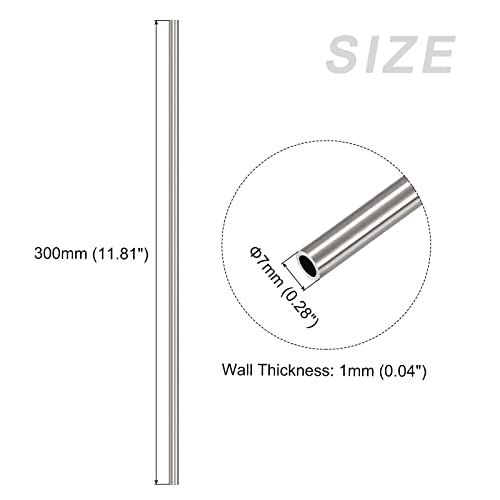 METALLIXITY 304 Edelstahl Rohr (7mm AD x 1mm Wand T x 300mm L) Gerade Schläuche - für Haushalt Geräte Maschinen
