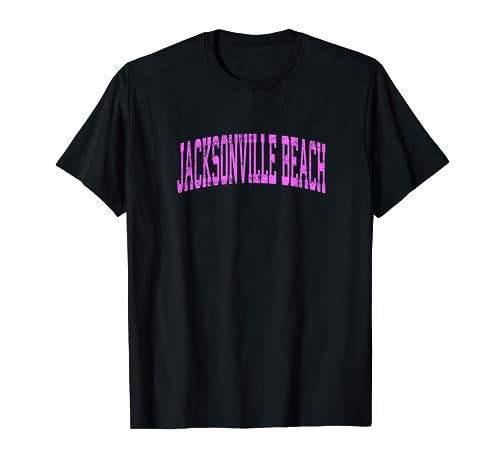 Jacksonville Beach Florida FL Vintage Athletic Deportes Rosa D Camiseta