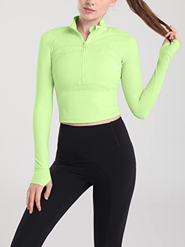 Image of Women's Athletic Half Zip Pullover Sweatshirt Workout Top Crop Quarter Zip Pullover Yoga Running Jackets